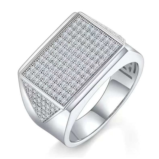 0.95Ct Round Mossanite Men Ring | White Gold-Plated S925 Silver, Custom Available