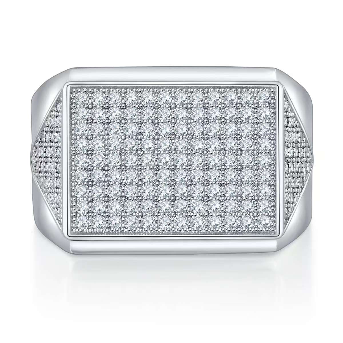 0.95Ct Round Mossanite Men Ring | White Gold-Plated S925 Silver, Custom Available