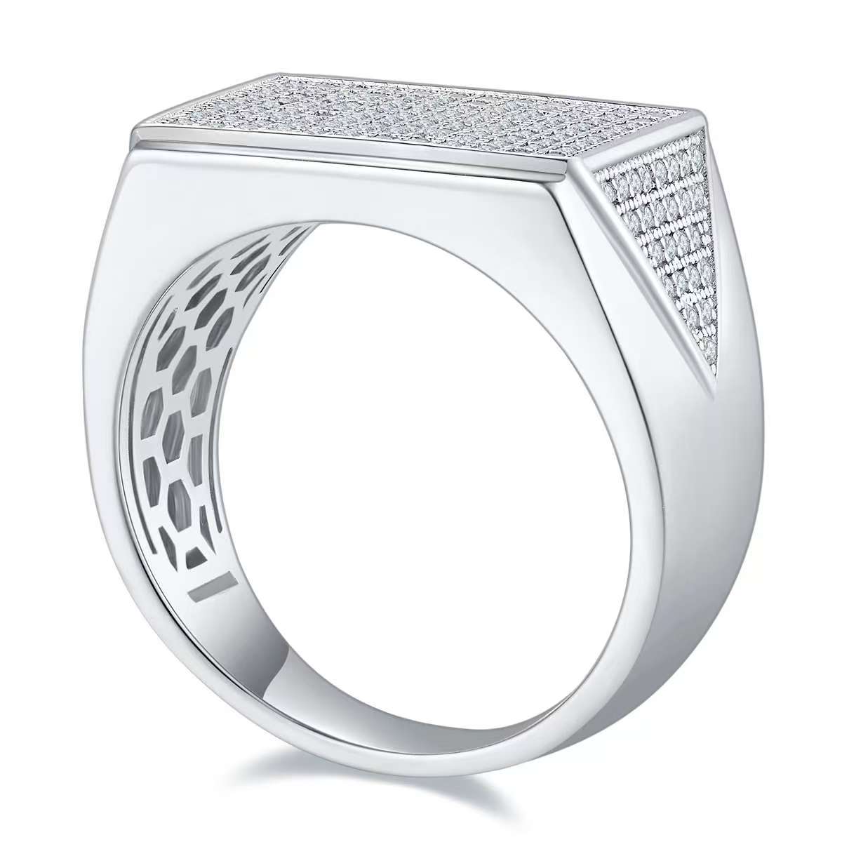 0.95Ct Round Mossanite Men Ring | White Gold-Plated S925 Silver, Custom Available