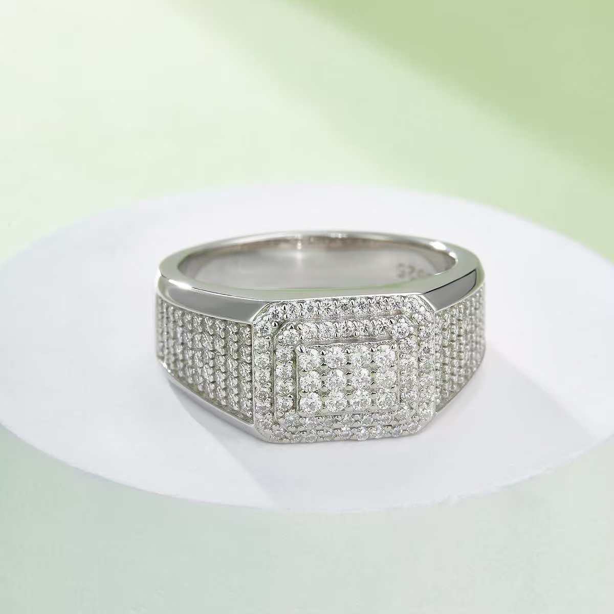 0.84CT Round Mossanite Men Ring |18K White Gold-Plated S925 Silver, Custom Available