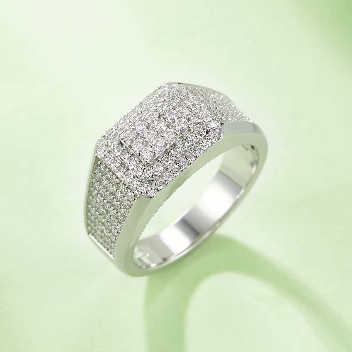 0.84CT Round Mossanite Men Ring |18K White Gold-Plated S925 Silver, Custom Available