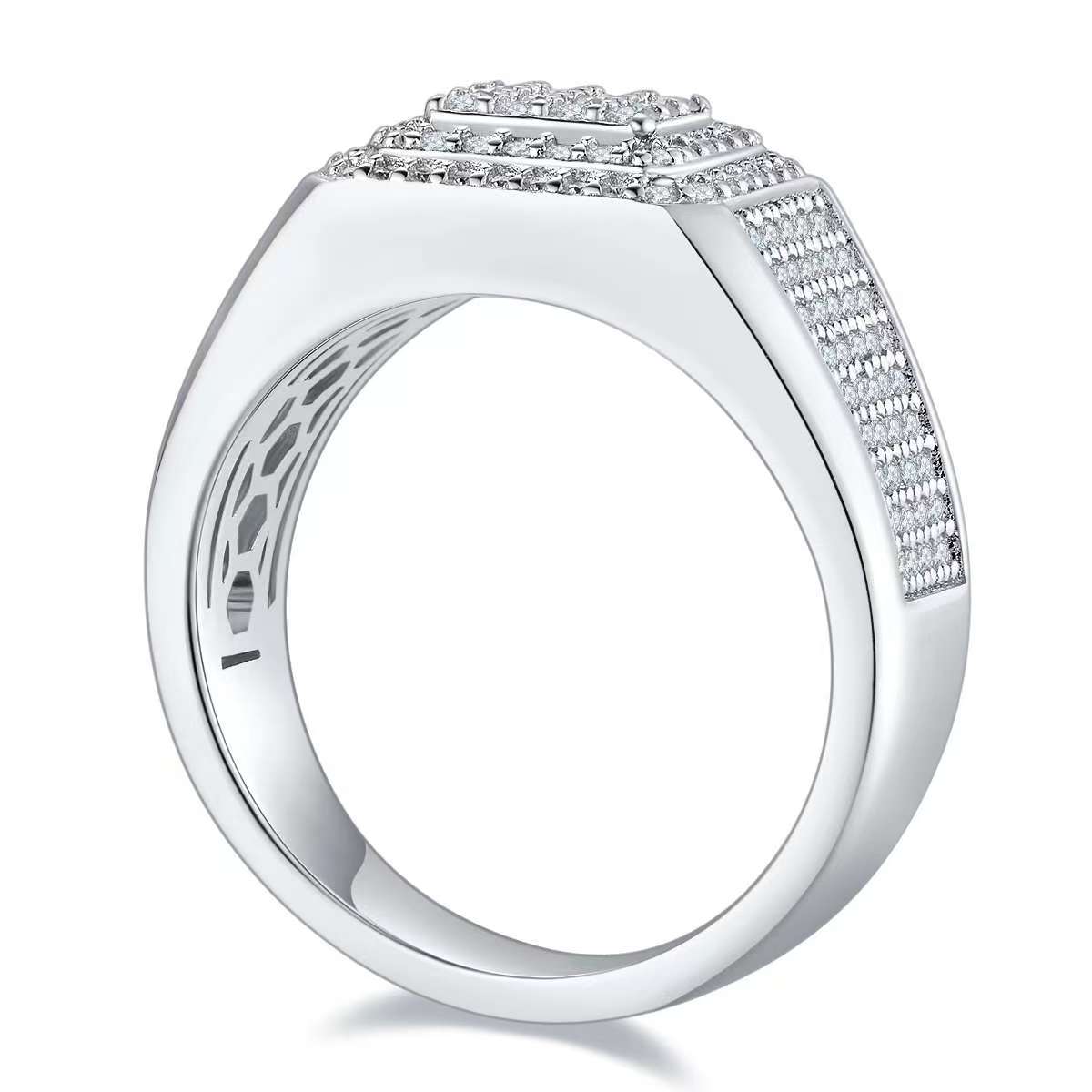 0.84CT Round Mossanite Men Ring |18K White Gold-Plated S925 Silver, Custom Available