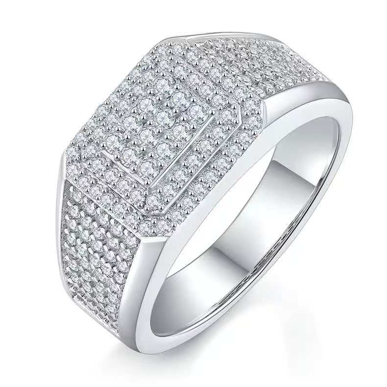 0.84CT Round Mossanite Men Ring |18K White Gold-Plated S925 Silver, Custom Available