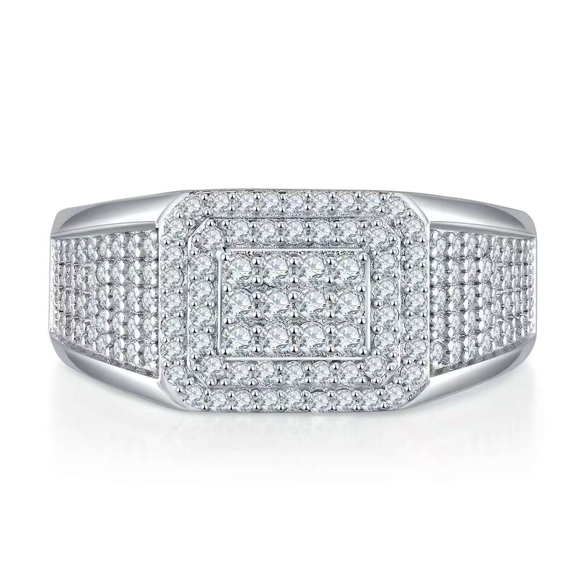 0.84CT Round Mossanite Men Ring |18K White Gold-Plated S925 Silver, Custom Available