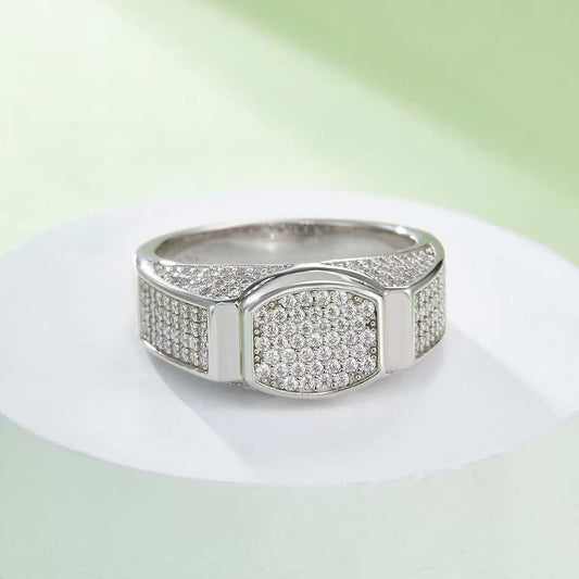 0.95Ct Round Mossanite Men Ring |18K White Gold-Plated S925 Silver, Custom Available