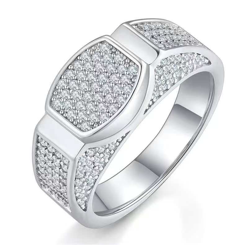 0.95Ct Round Mossanite Men Ring |18K White Gold-Plated S925 Silver, Custom Available