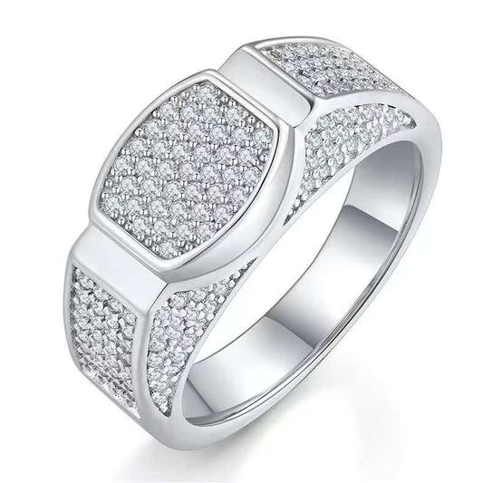 0.95Ct Round Mossanite Men Ring |18K White Gold-Plated S925 Silver, Custom Available