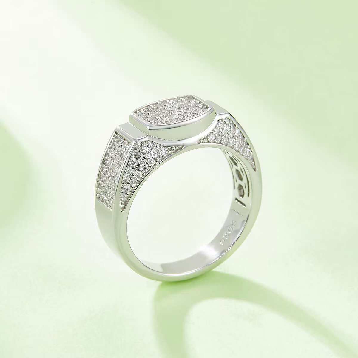0.95Ct Round Mossanite Men Ring |18K White Gold-Plated S925 Silver, Custom Available