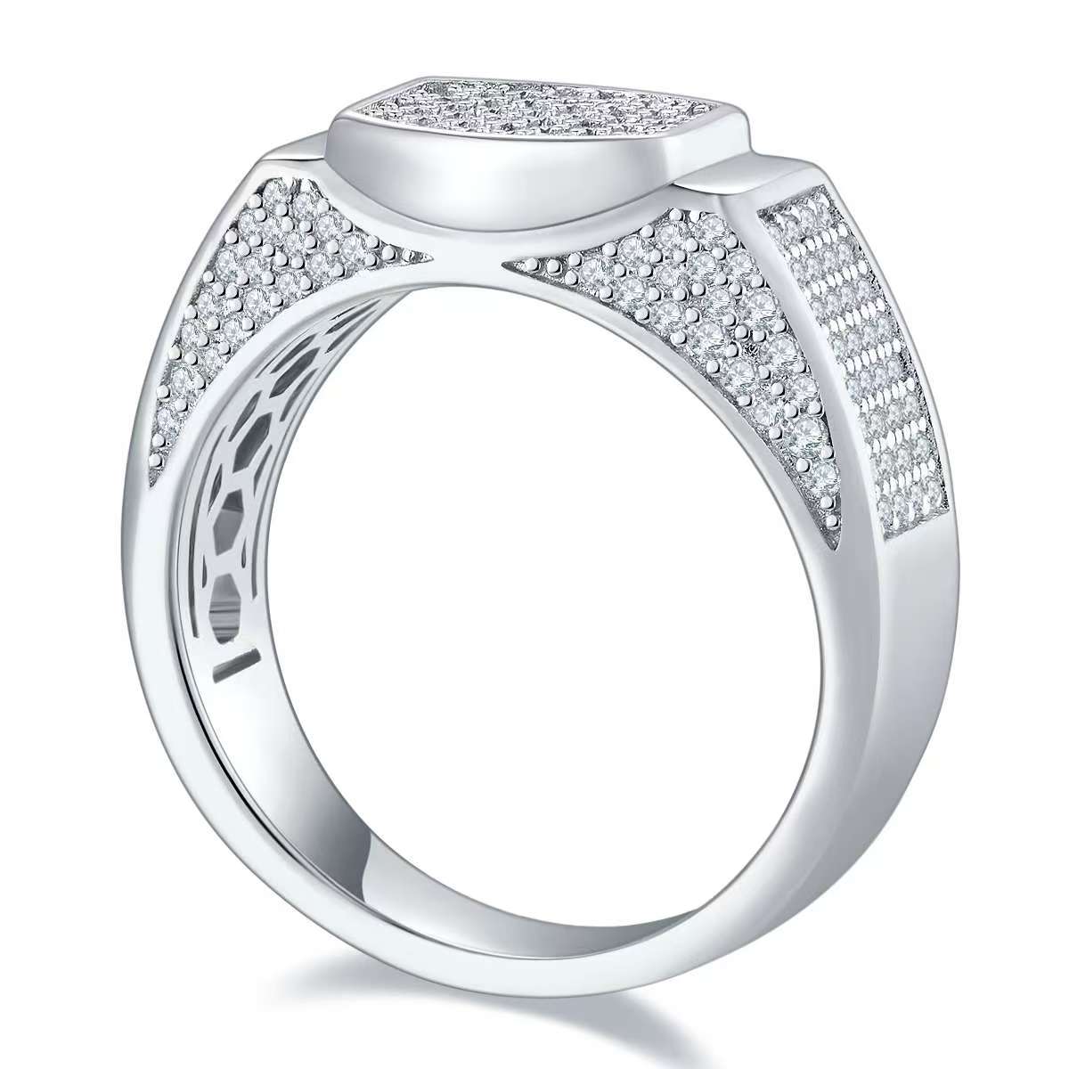0.95Ct Round Mossanite Men Ring |18K White Gold-Plated S925 Silver, Custom Available