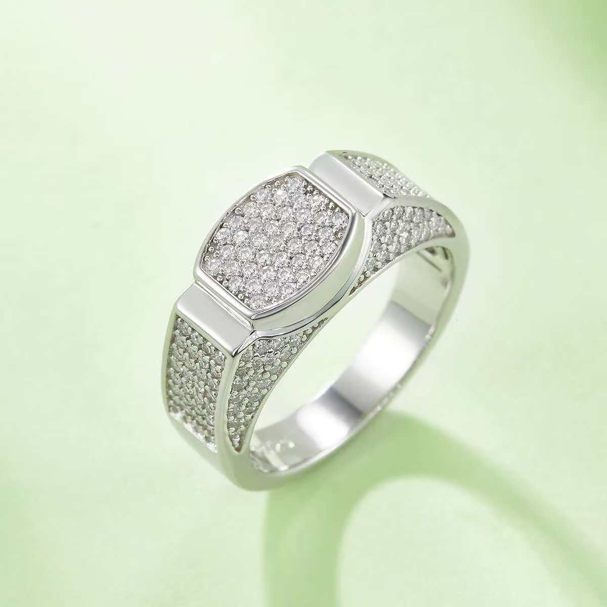 0.95Ct Round Mossanite Men Ring |18K White Gold-Plated S925 Silver, Custom Available