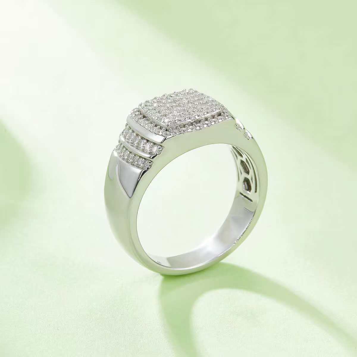0.82ct Round Mossanite Men Ring |18K White Gold-Plated S925 Silver, Custom Available