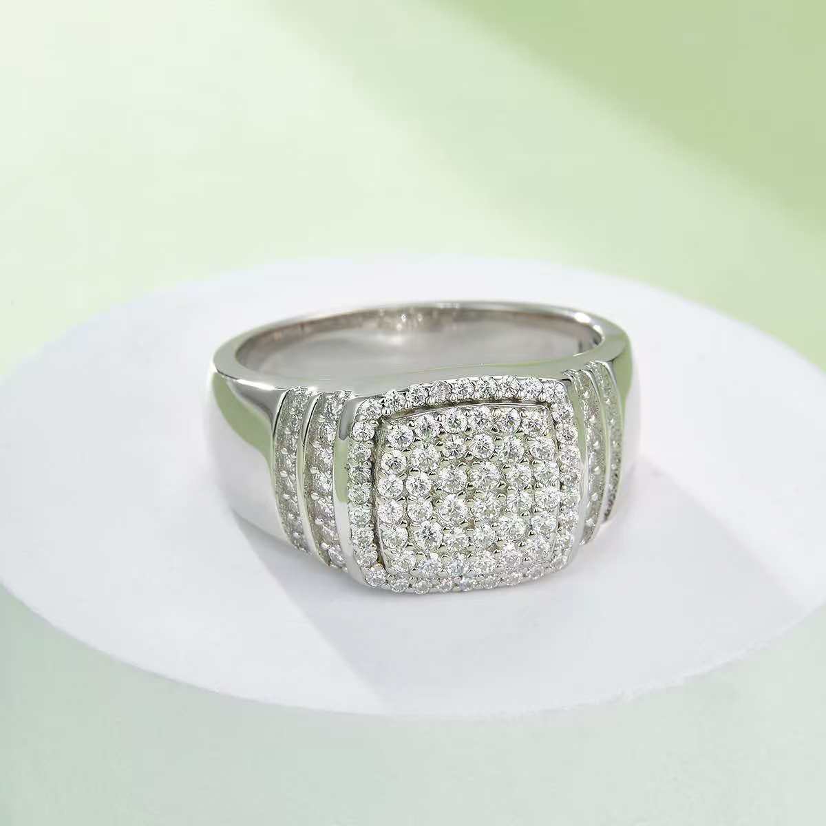 0.82ct Round Mossanite Men Ring |18K White Gold-Plated S925 Silver, Custom Available