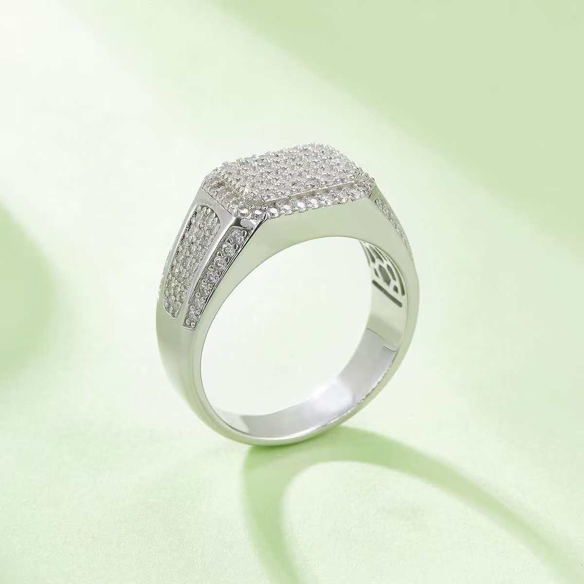 1.2Ct Round Mossanite Men Ring |18K White Gold-Plated S925 Silver, Custom Available