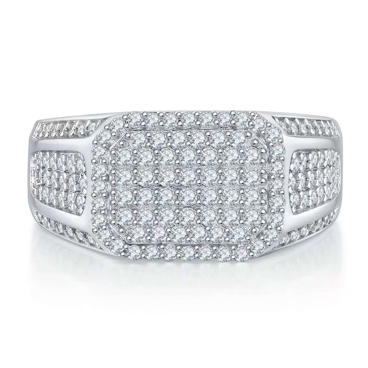 1.2Ct Round Mossanite Men Ring |18K White Gold-Plated S925 Silver, Custom Available