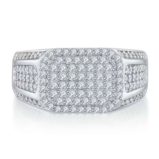 1.2Ct Round Mossanite Men Ring |18K White Gold-Plated S925 Silver, Custom Available