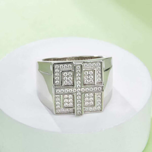 0.53Ct Round Mossanite Men Ring |18K White Gold-Plated S925 Silver, Custom Available