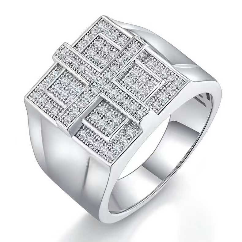 0.53Ct Round Mossanite Men Ring |18K White Gold-Plated S925 Silver, Custom Available