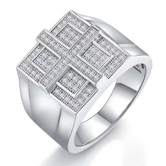 0.53Ct Round Mossanite Men Ring |18K White Gold-Plated S925 Silver, Custom Available