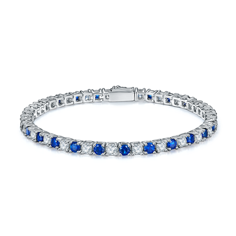 3.0mm Lab Emerald Tennis Bracelet | White Gold-Plated S925 Silver, Custom Available