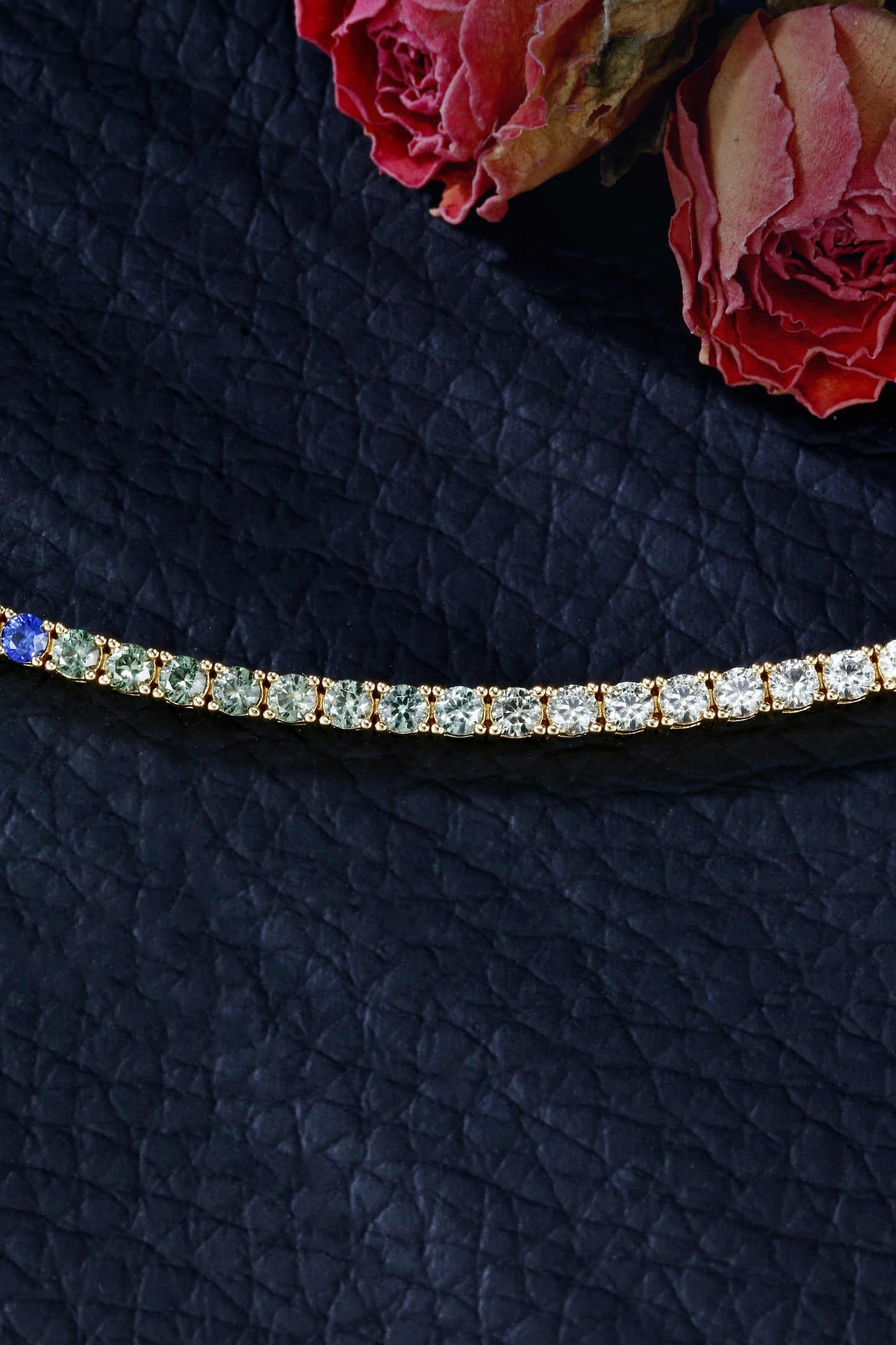 2mm Rainbow Corundum Tennis Bracelet | 18K Gold-Plated S925 Silver, Custom Available