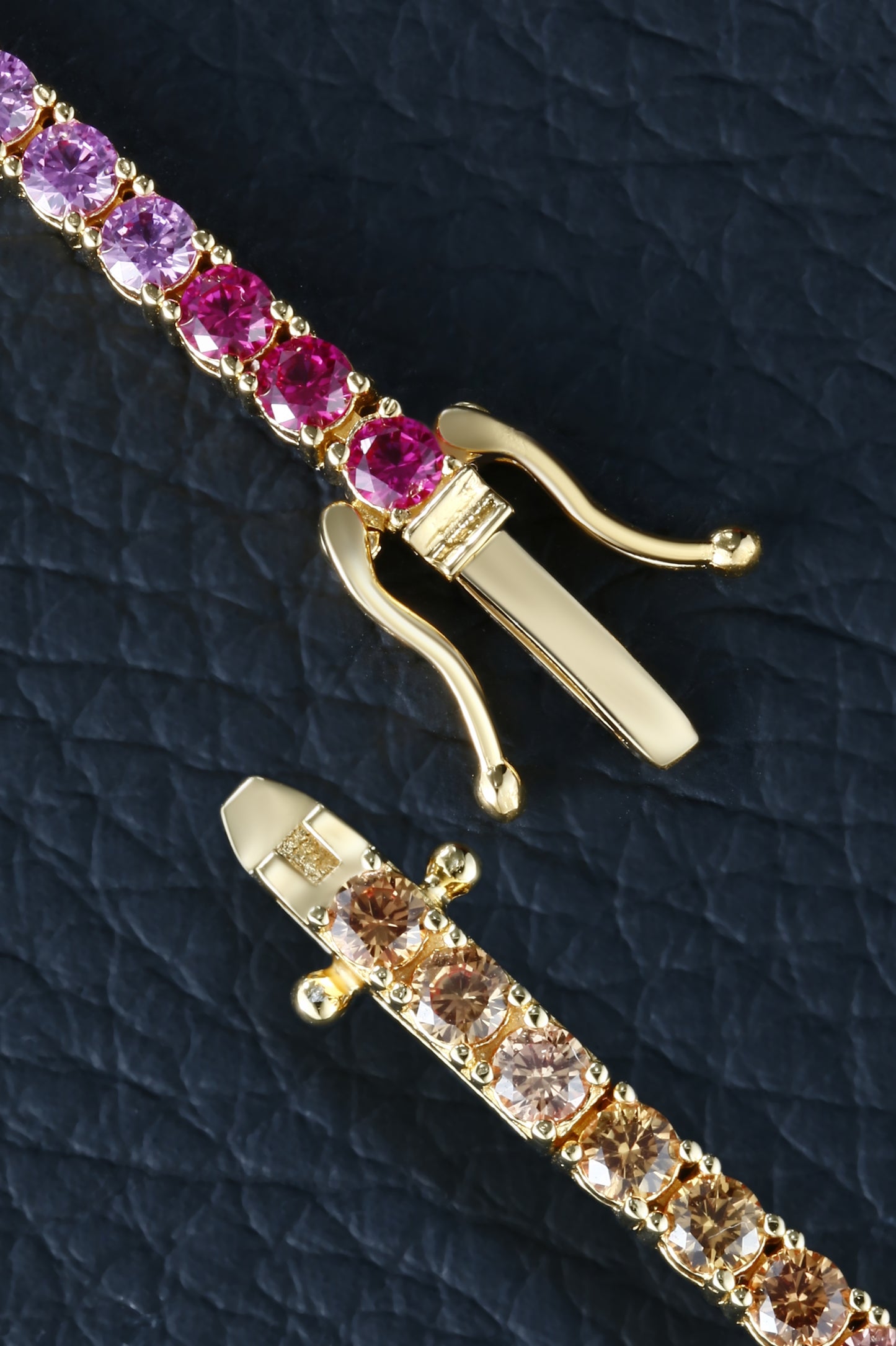 2.5mm Rainbow Corundum Tennis Bracelet | 18K Gold-Plated S925 Silver, Custom Available