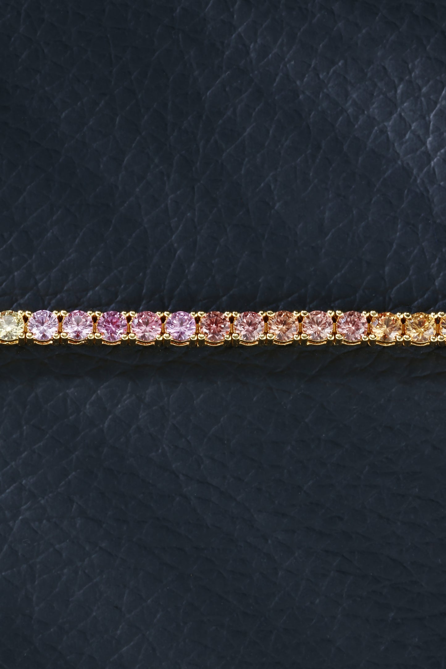 2.5mm Rainbow Corundum Tennis Bracelet | 18K Gold-Plated S925 Silver, Custom Available