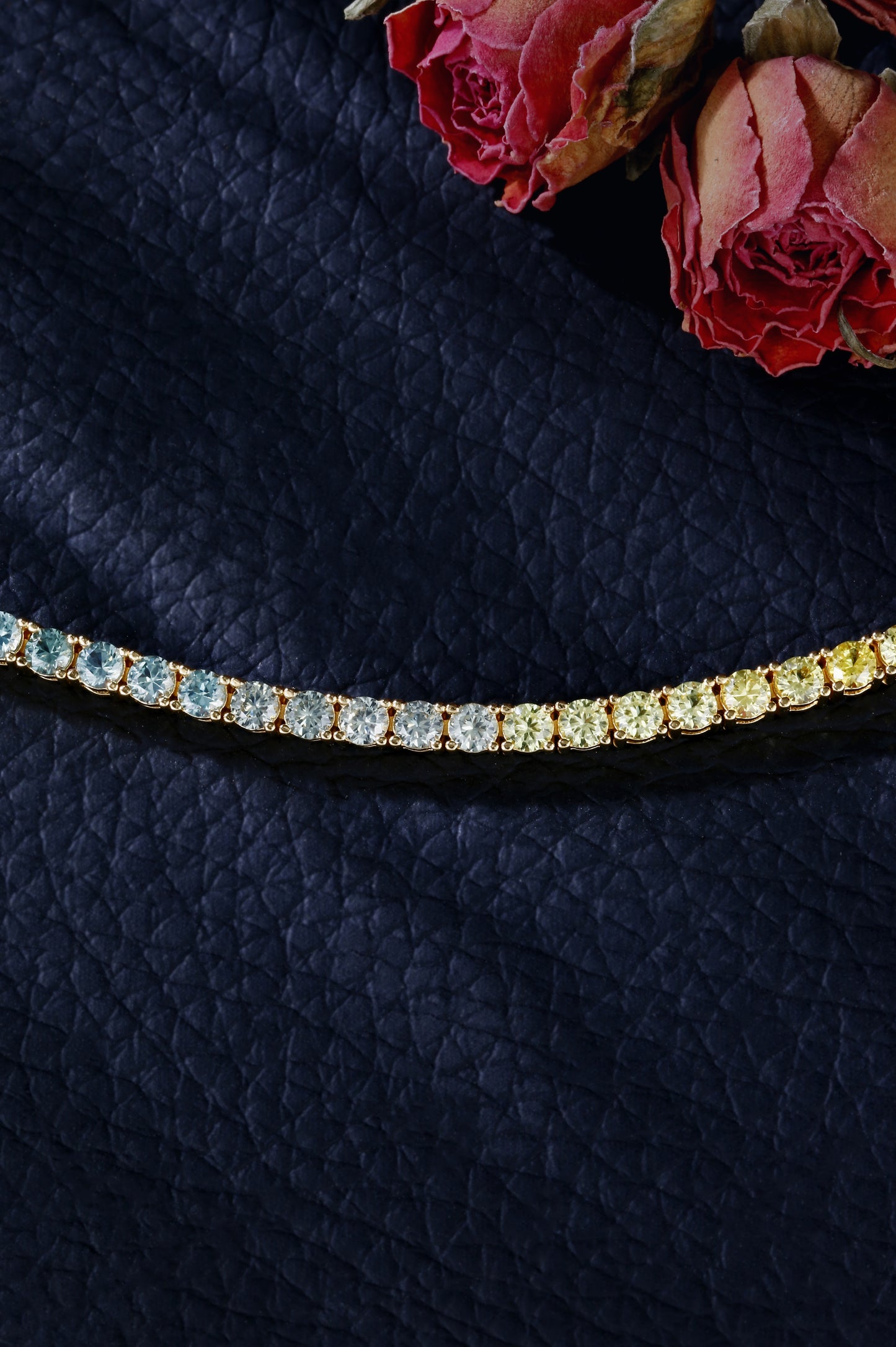 2.5mm Rainbow Corundum Tennis Bracelet | 18K Gold-Plated S925 Silver, Custom Available