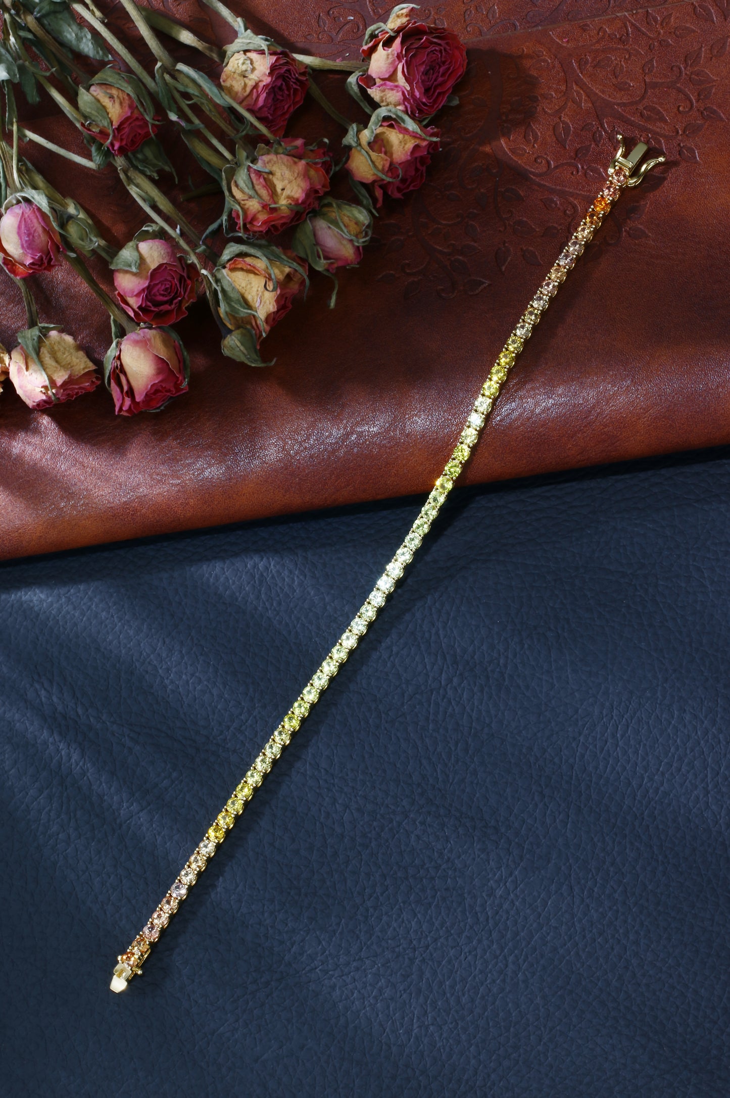 3mm Rainbow Corundum Tennis Bracelet | 18K Gold-Plated S925 Silver, Custom Available