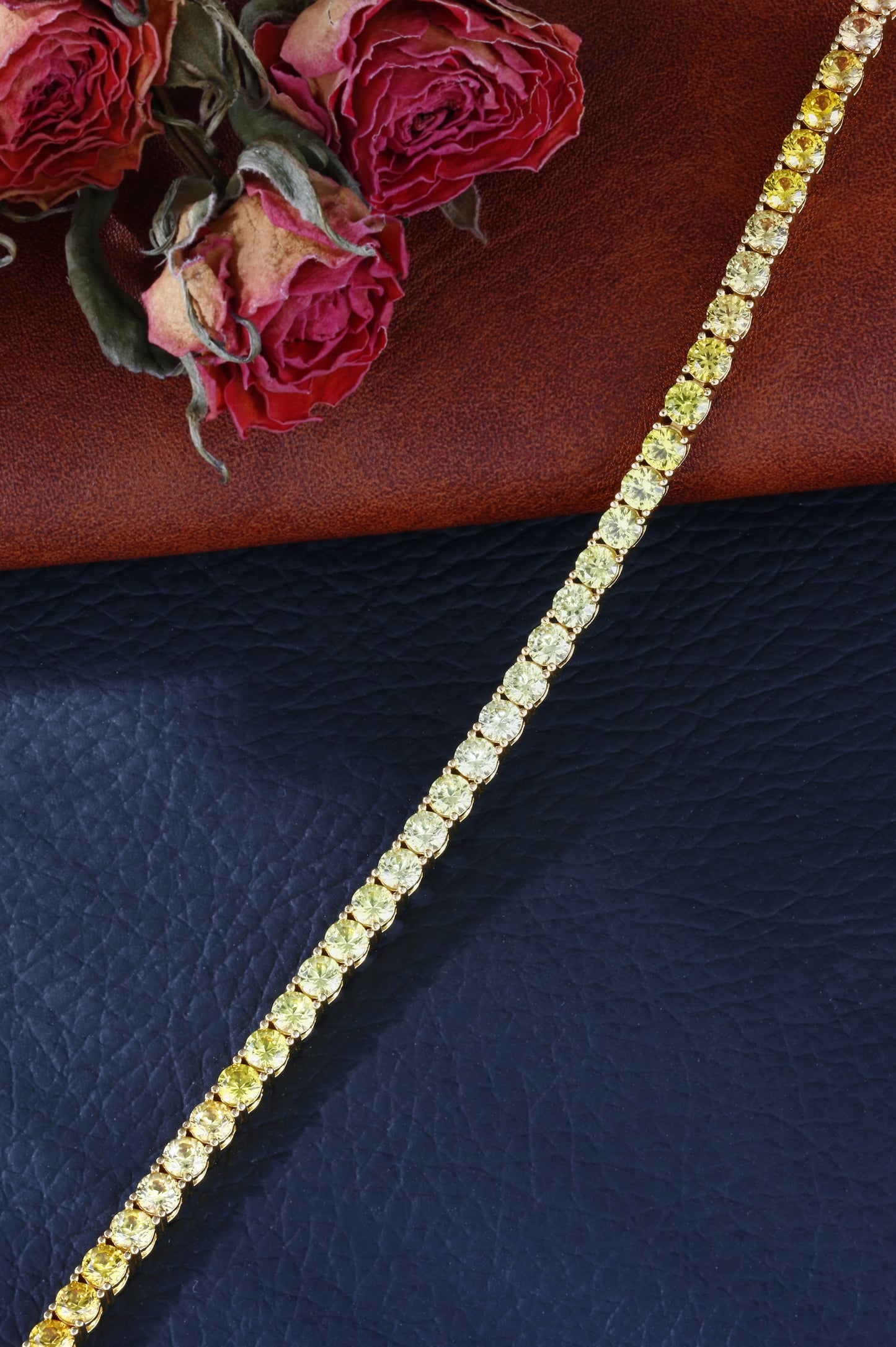 3mm Rainbow Corundum Tennis Bracelet | 18K Gold-Plated S925 Silver, Custom Available