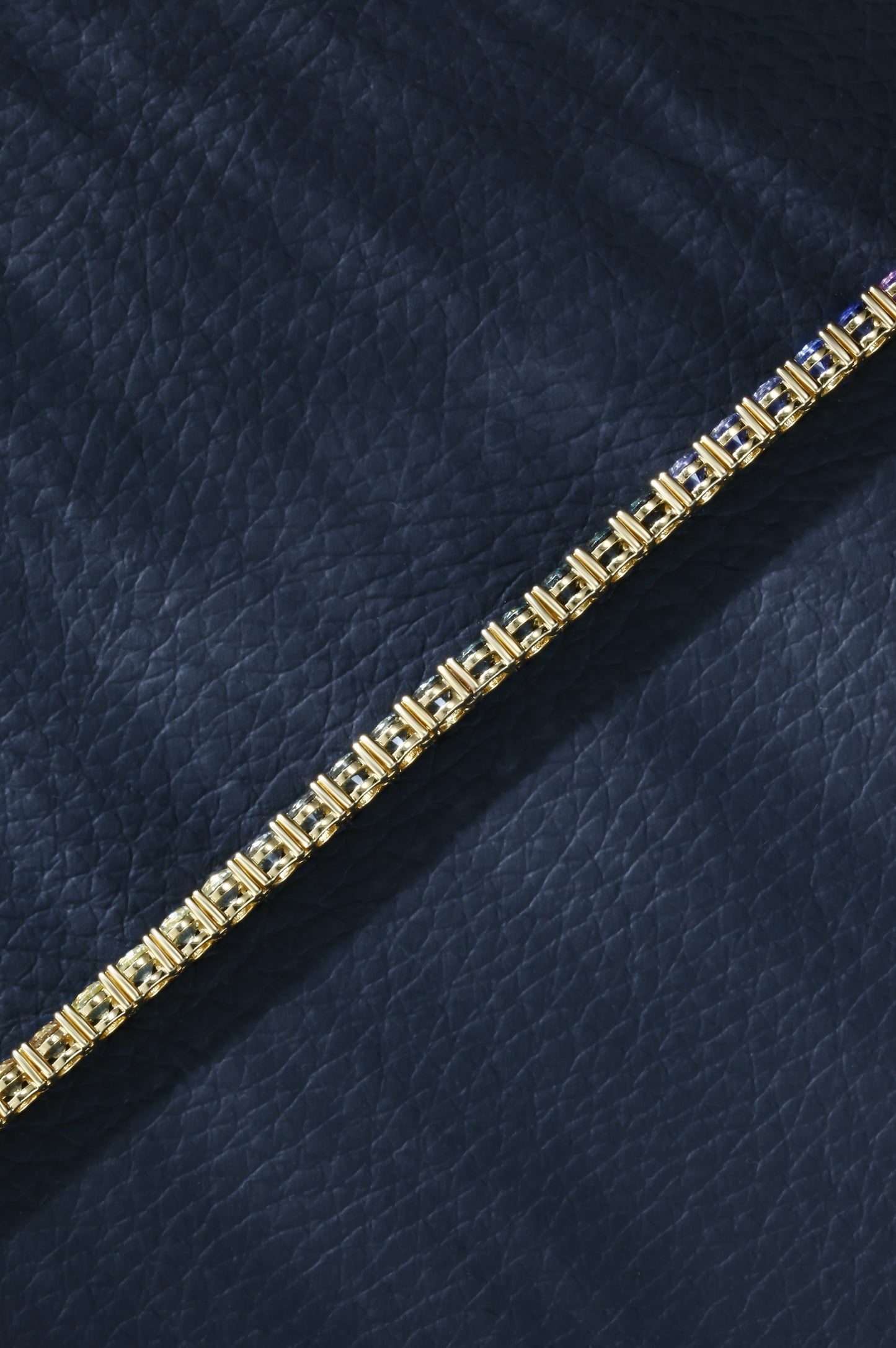 3.5mm Rainbow Corundum Tennis Bracelet | 18K Gold-Plated S925 Silver, Custom Available
