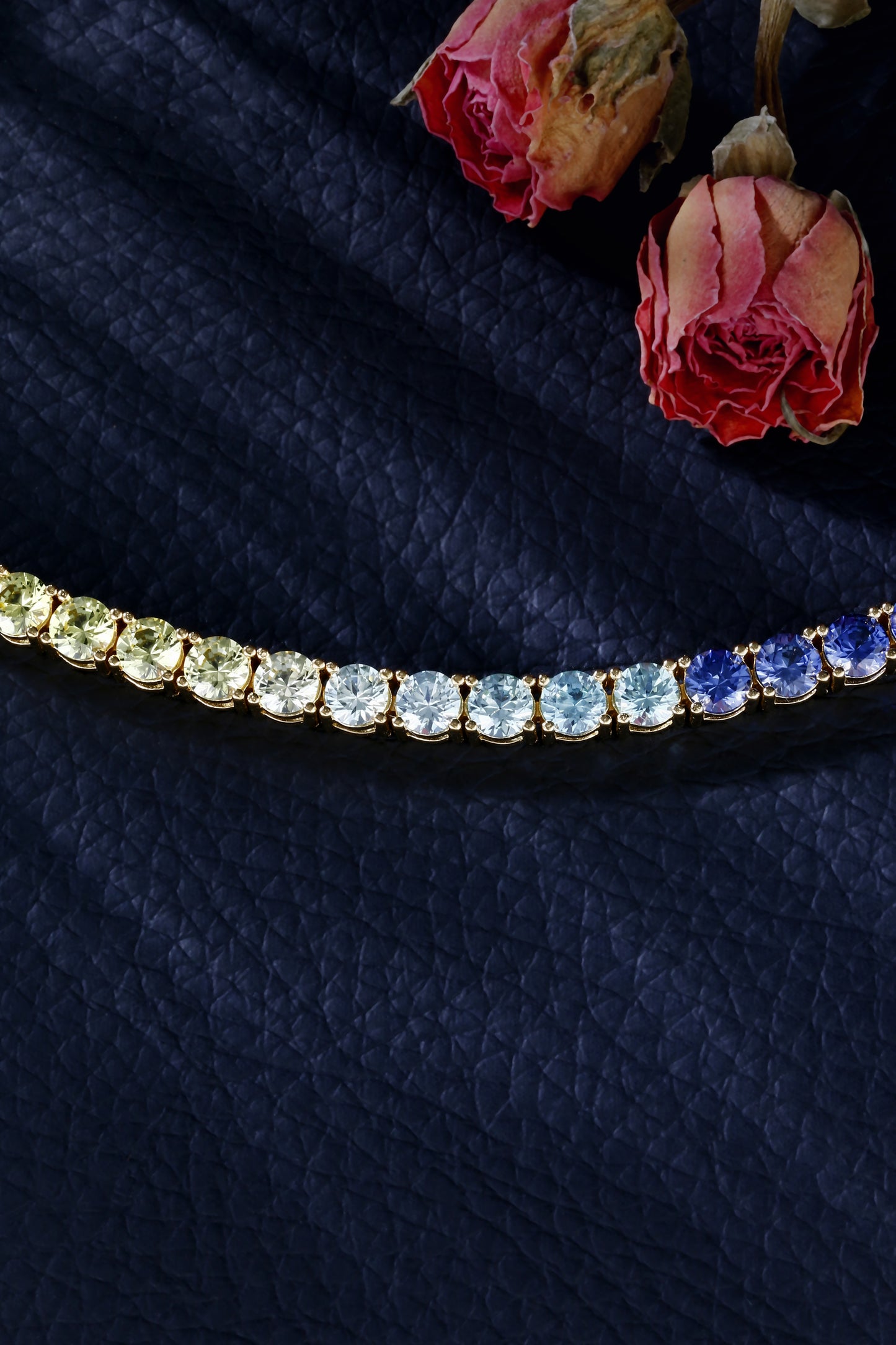 4MM Rainbow Corundum Tennis Bracelet | 18K Gold-Plated S925 Silver, Custom Available
