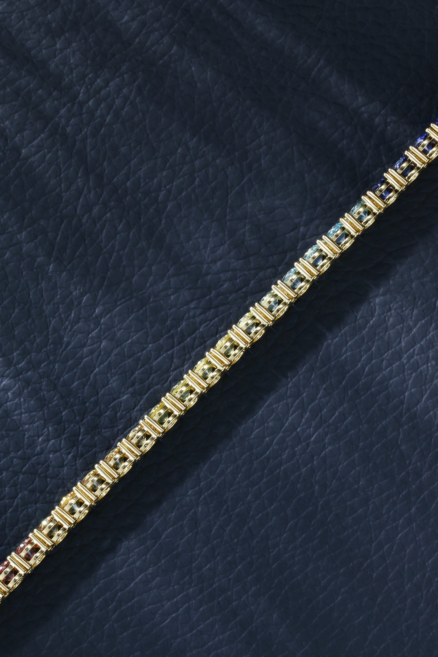 4MM Rainbow Corundum Tennis Bracelet | 18K Gold-Plated S925 Silver, Custom Available