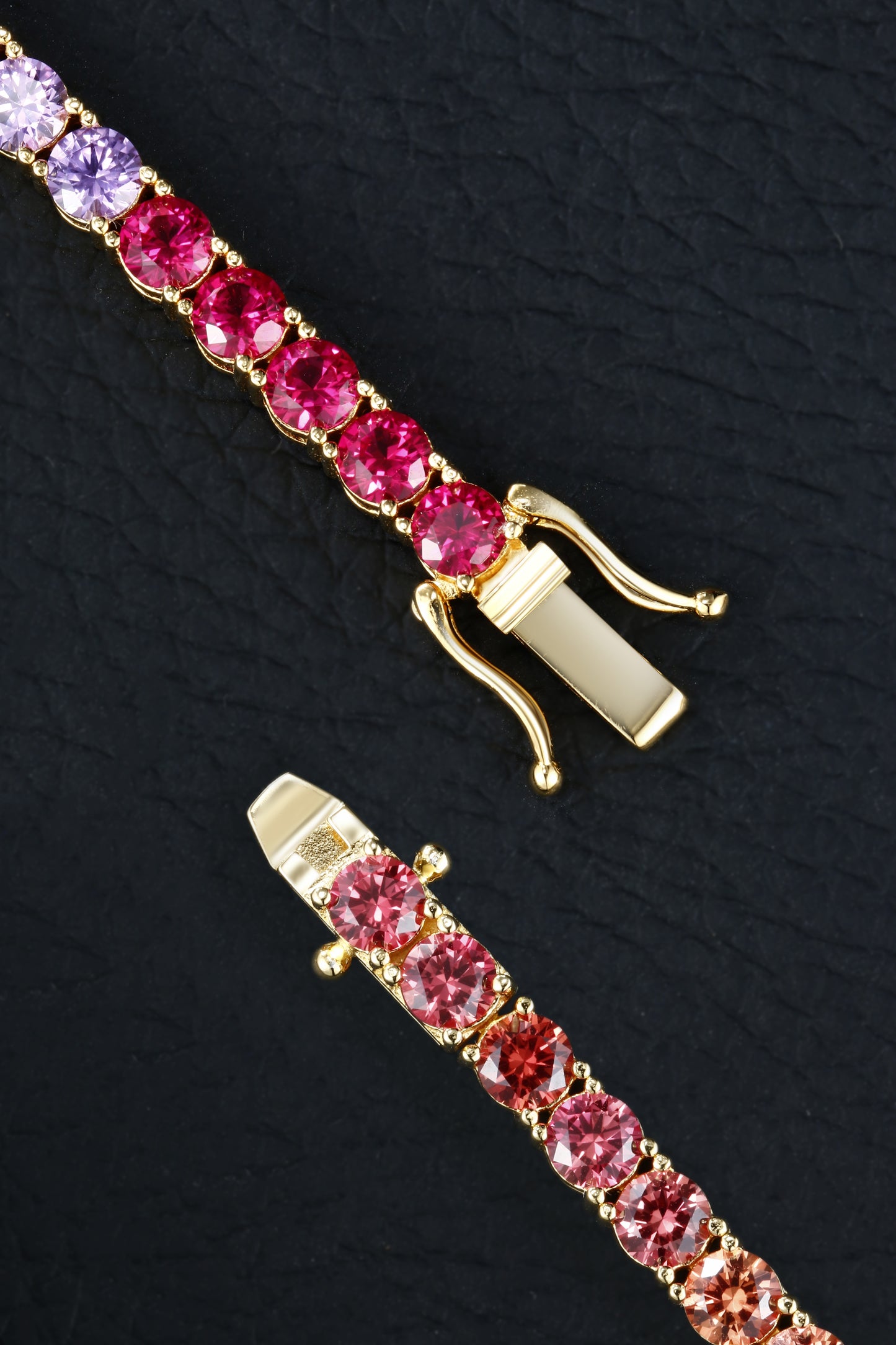 4MM Rainbow Corundum Tennis Bracelet | 18K Gold-Plated S925 Silver, Custom Available