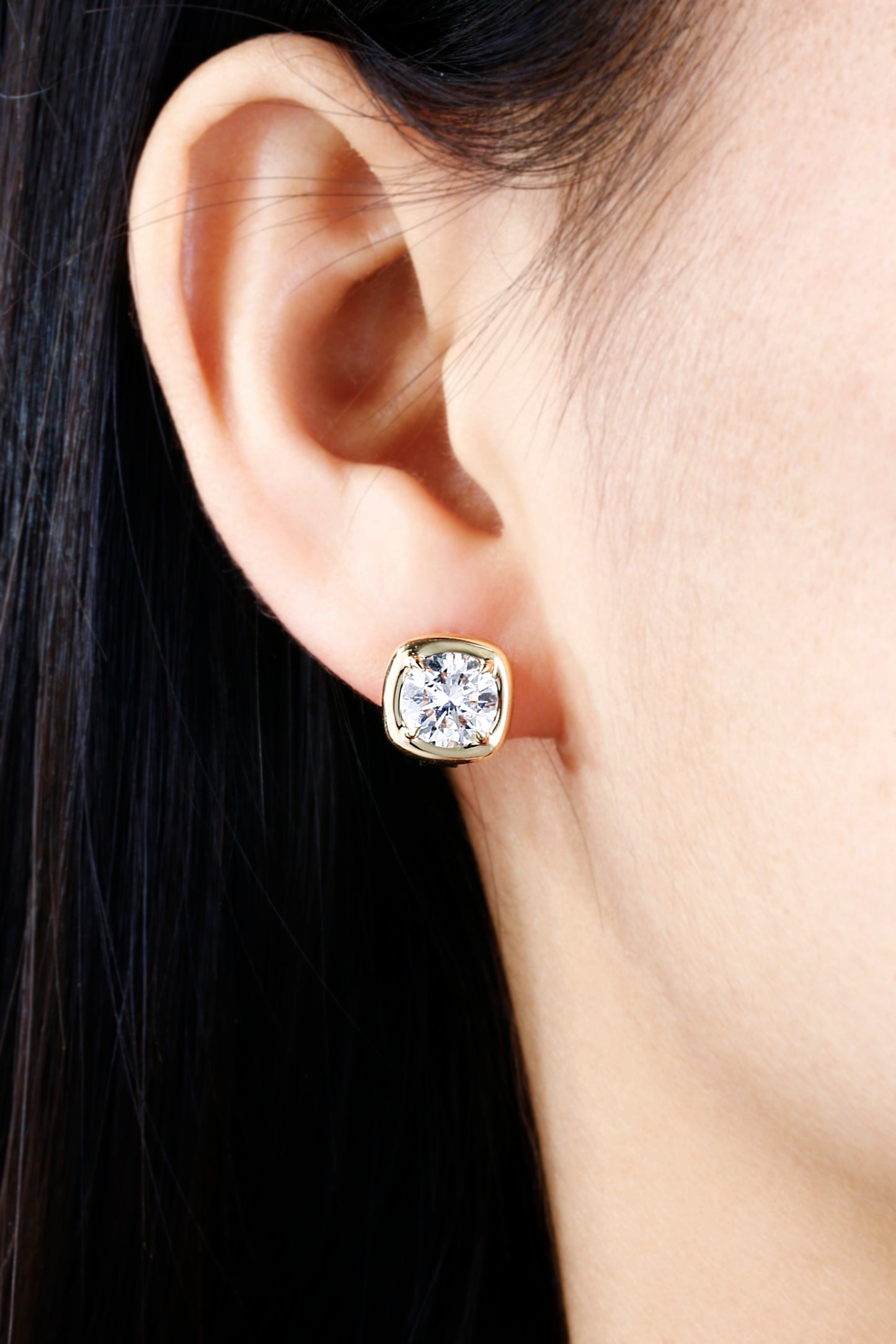 3ct Round Lab Diamond Earring| 14K Gold Earring, Custom Accept