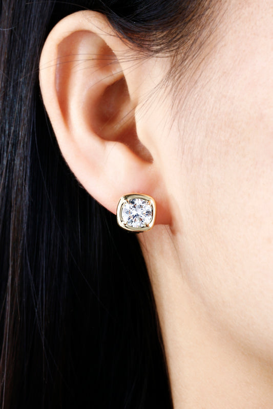 3ct Round Lab Diamond Earring| 14K Gold Earring, Custom Accept