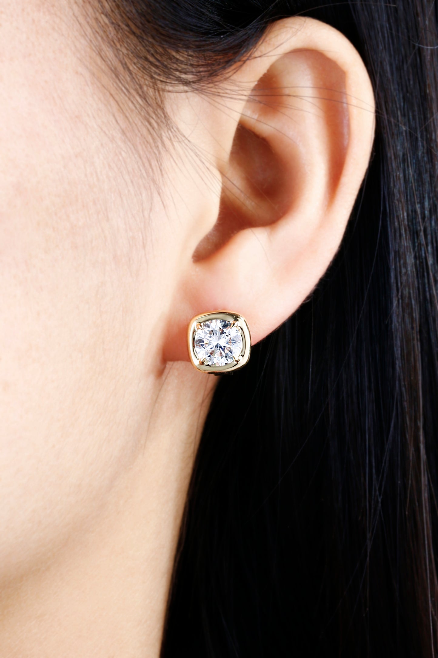 3ct Round Lab Diamond Earring| 14K Gold Earring, Custom Accept