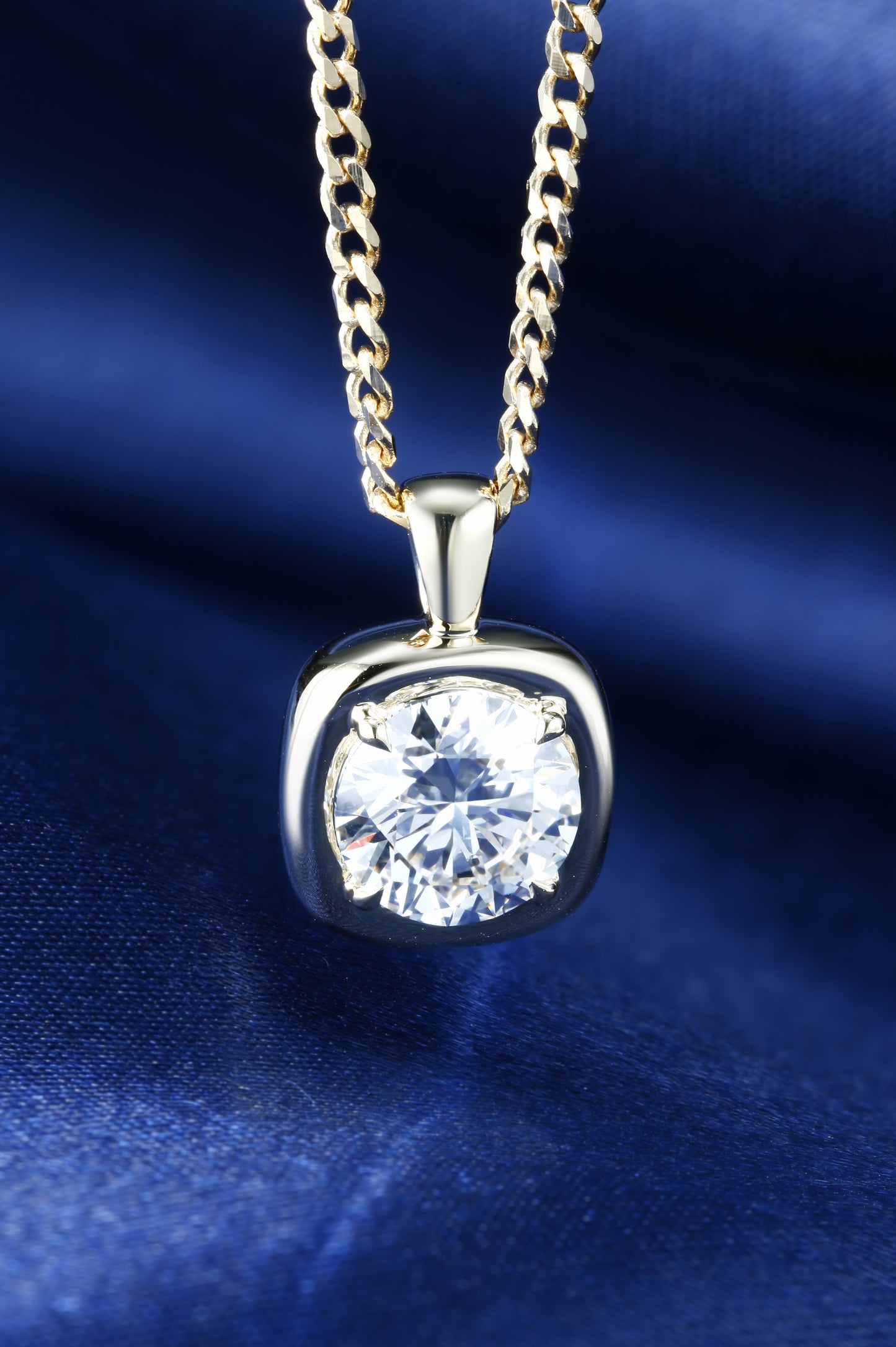 3ct Round Lab Diamond Necklace| 14K Gold Necklace, Custom Accept