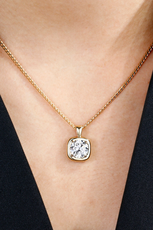 3ct Round Lab Diamond Necklace| 14K Gold Necklace, Custom Accept