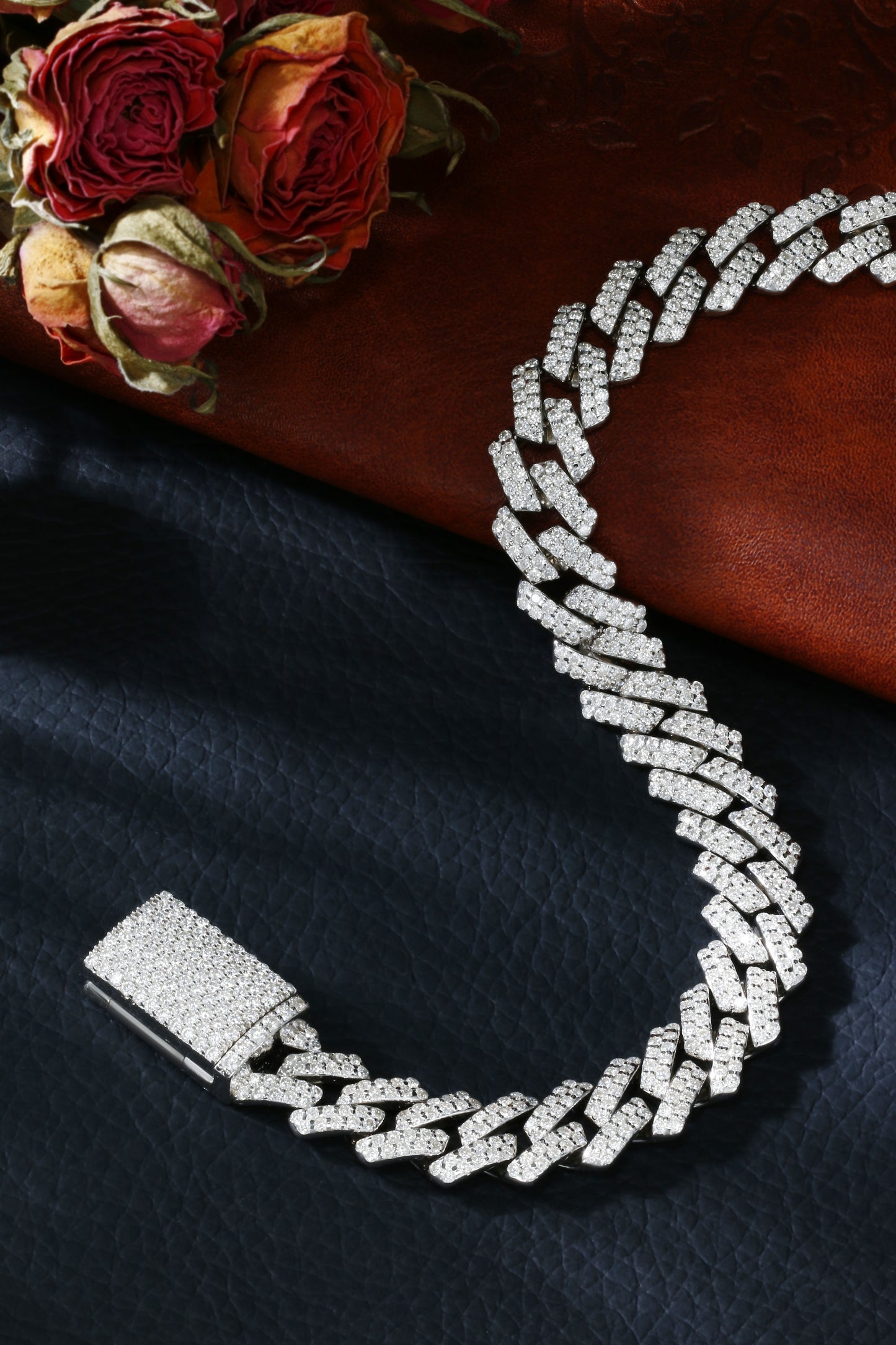 Mossanite Cuban Link Bracelet | 18K White Gold-Plated S925 Silver, Custom Available