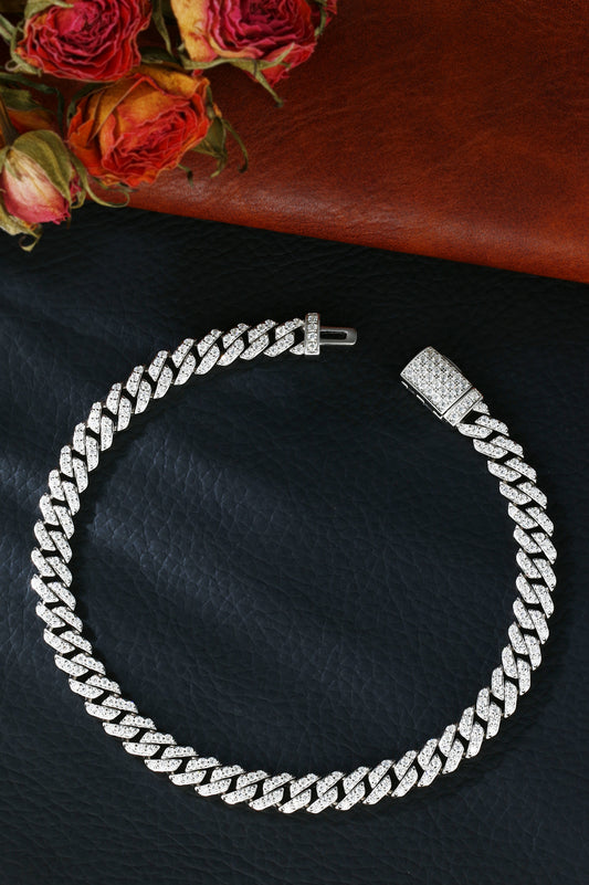 6.05ct Mossanite Cuban Link Bracelet | 18K Gold-Plated S925 Silver, Custom Available