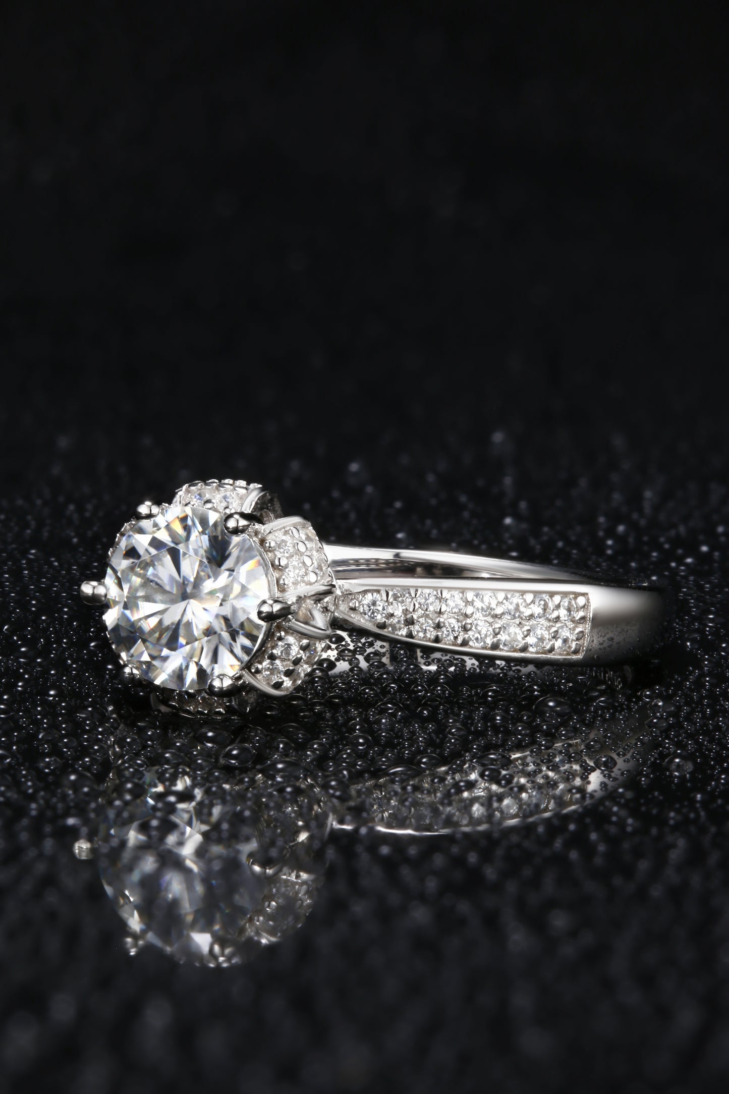 1ct Round Mossanite Women Ring | White Gold-Plated S925 Ring, Custom Available