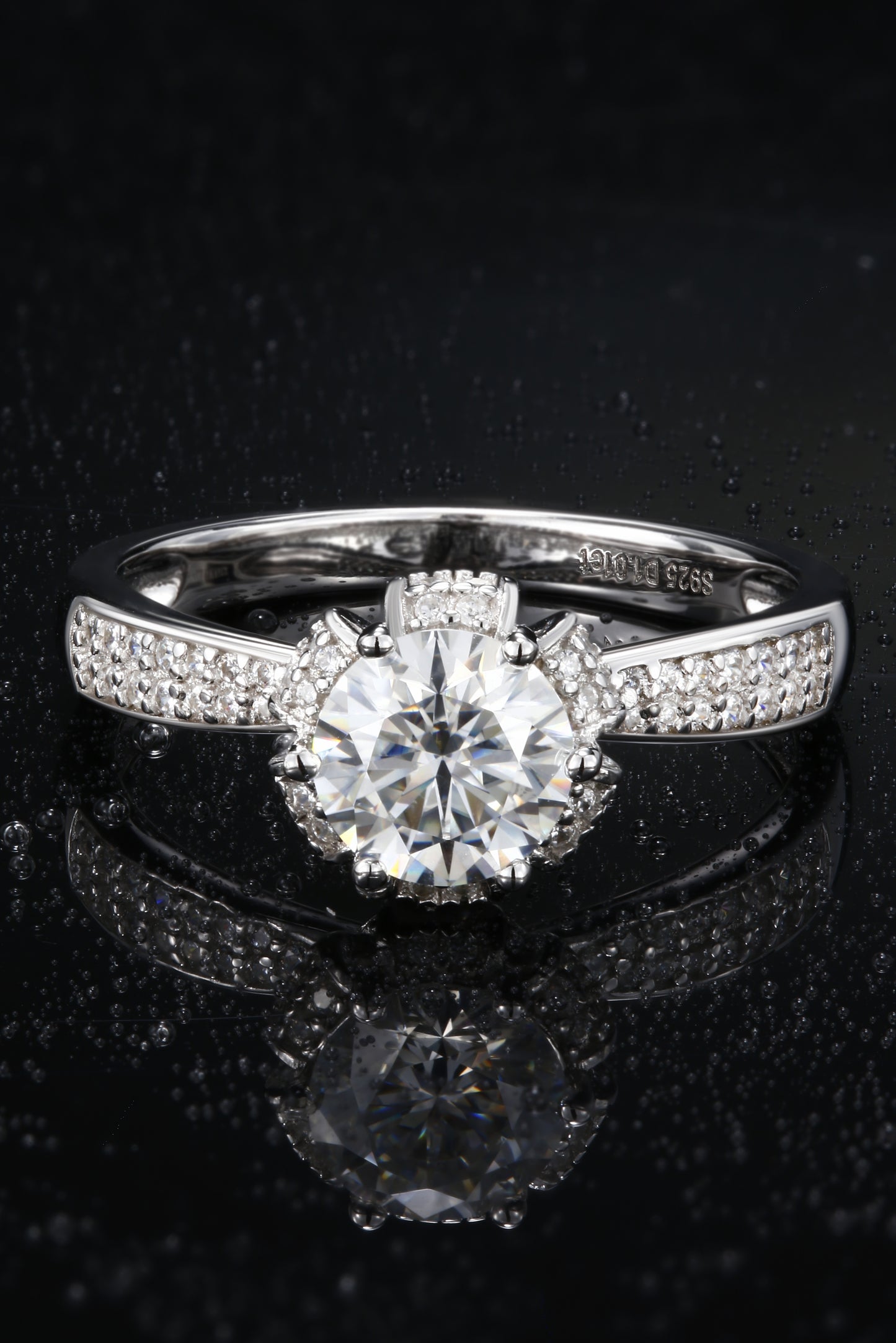 1ct Round Mossanite Women Ring | White Gold-Plated S925 Ring, Custom Available