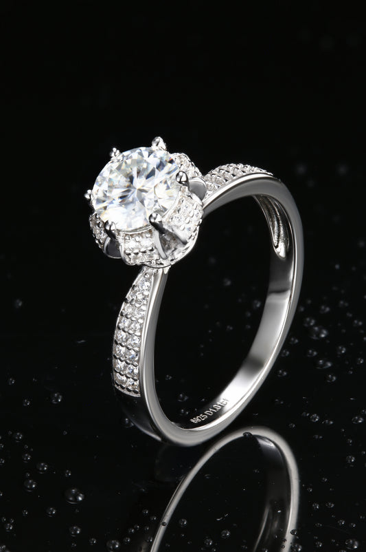 1ct Round Mossanite Women Ring | White Gold-Plated S925 Ring, Custom Available