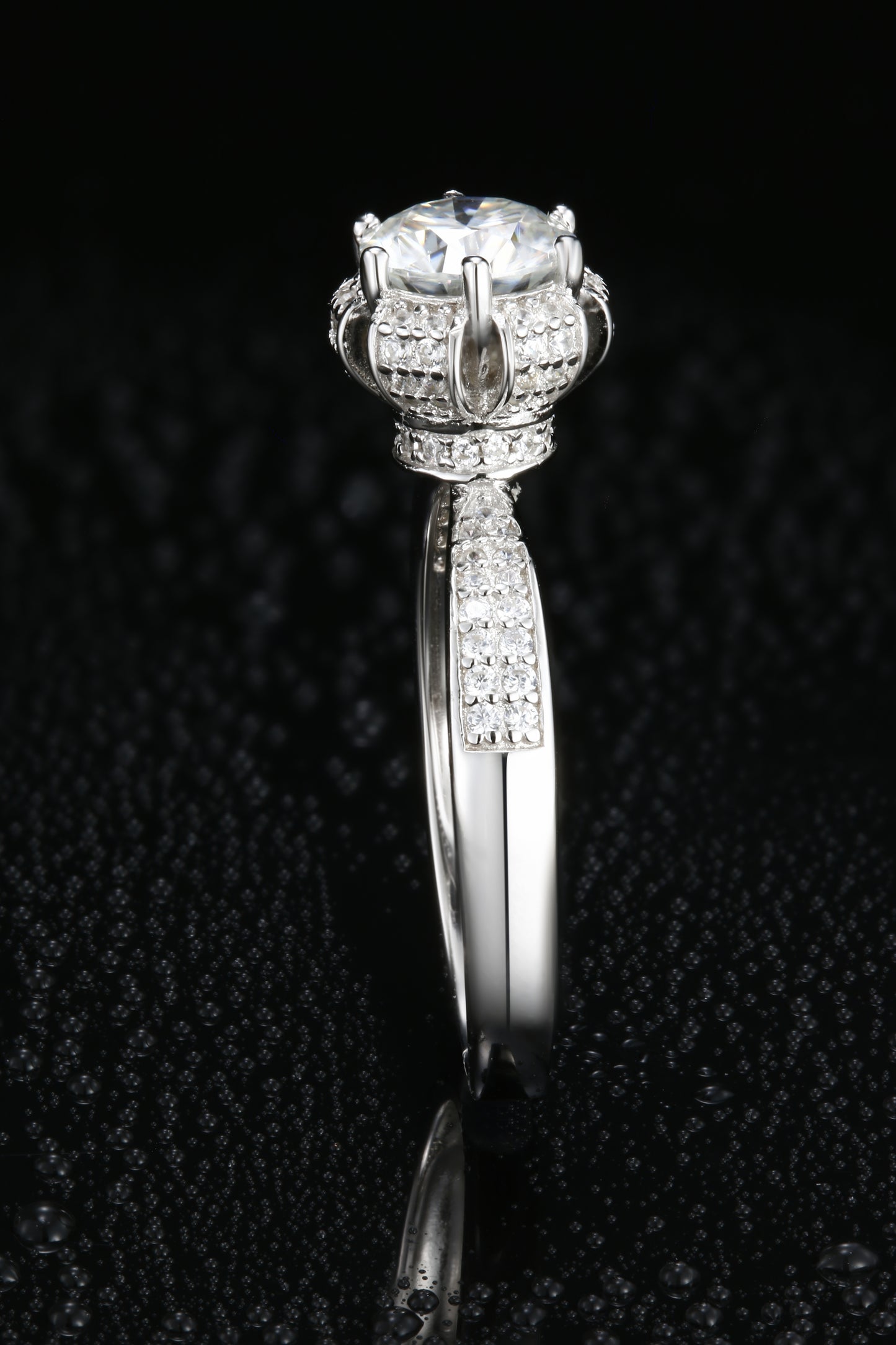 1ct Round Mossanite Women Ring | White Gold-Plated S925 Ring, Custom Available