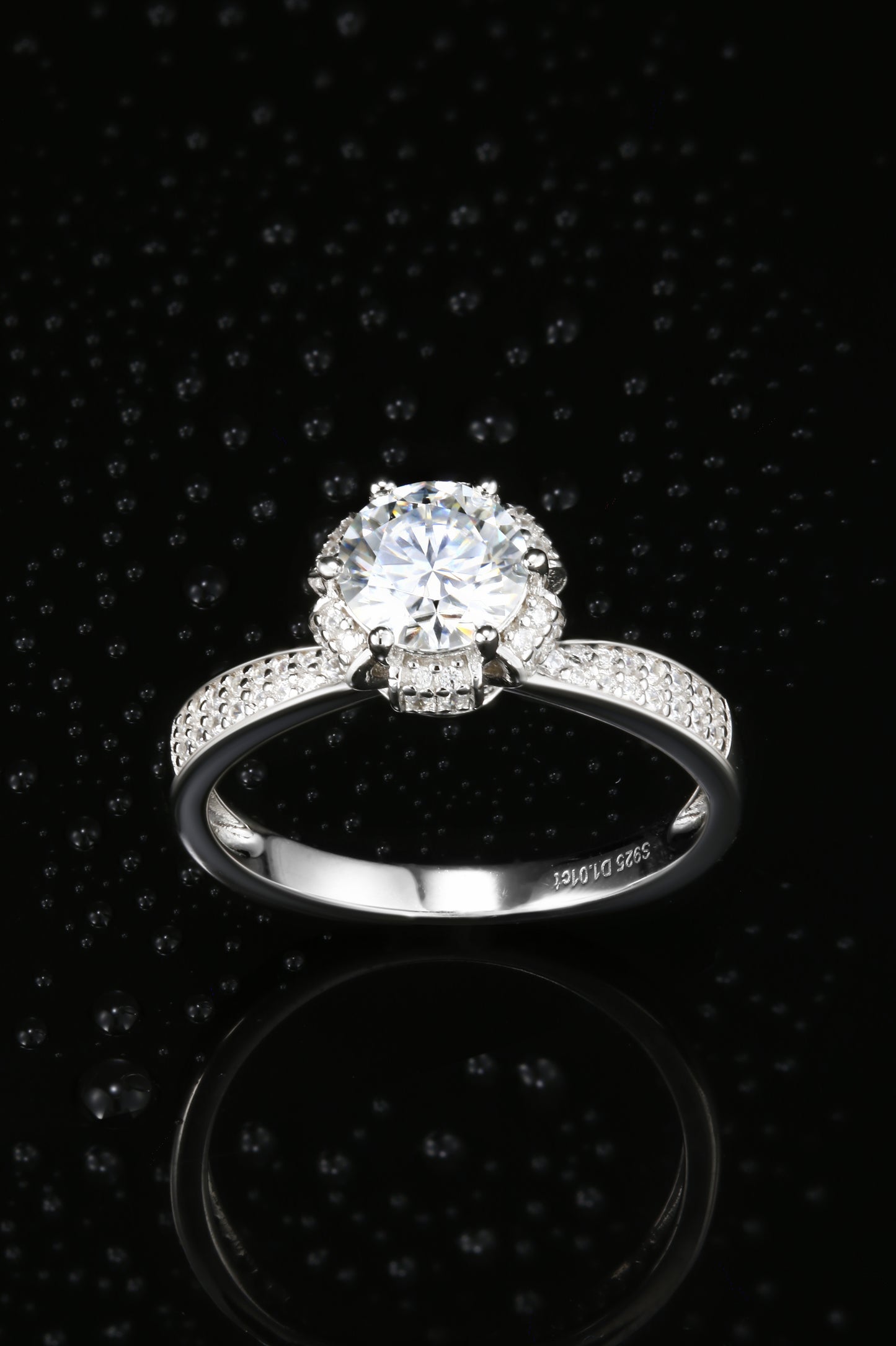1ct Round Mossanite Women Ring | White Gold-Plated S925 Ring, Custom Available