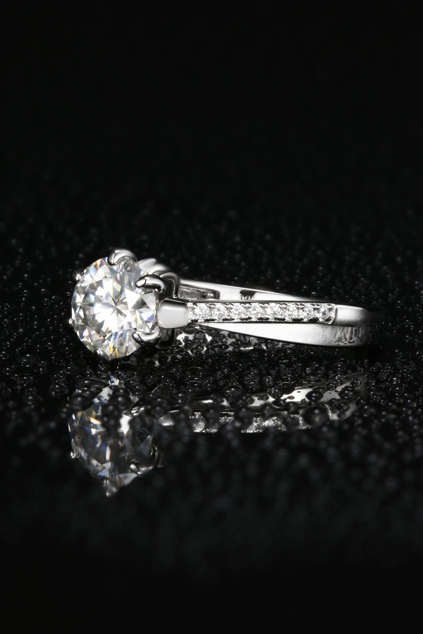 1ct Round Mossanite Women Ring | White Gold-Plated S925 Ring, Custom Available