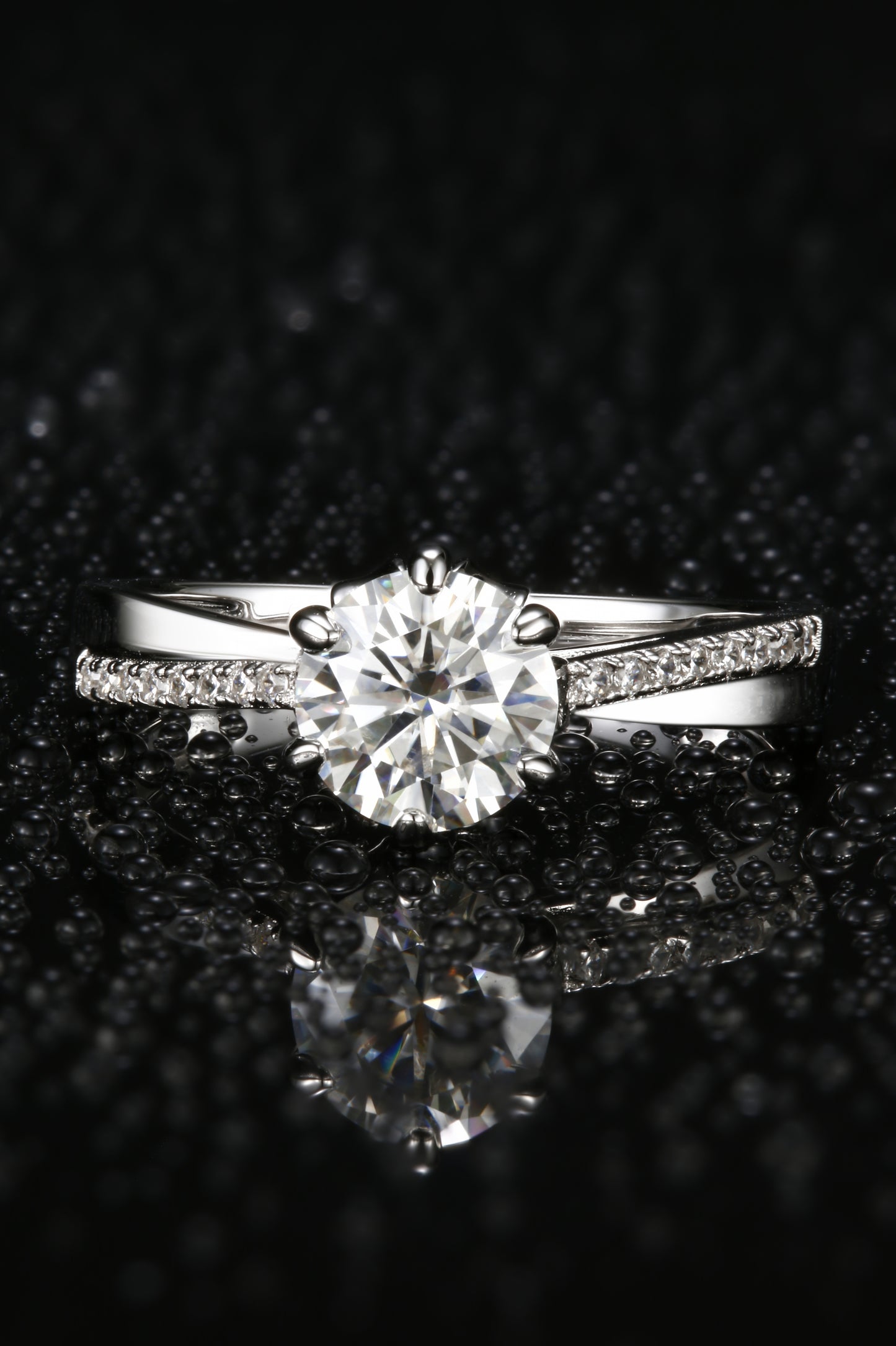 1ct Round Mossanite Women Ring | White Gold-Plated S925 Ring, Custom Available