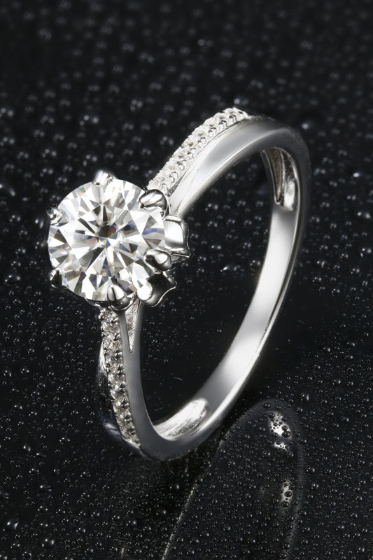 1ct Round Mossanite Women Ring | White Gold-Plated S925 Ring, Custom Available