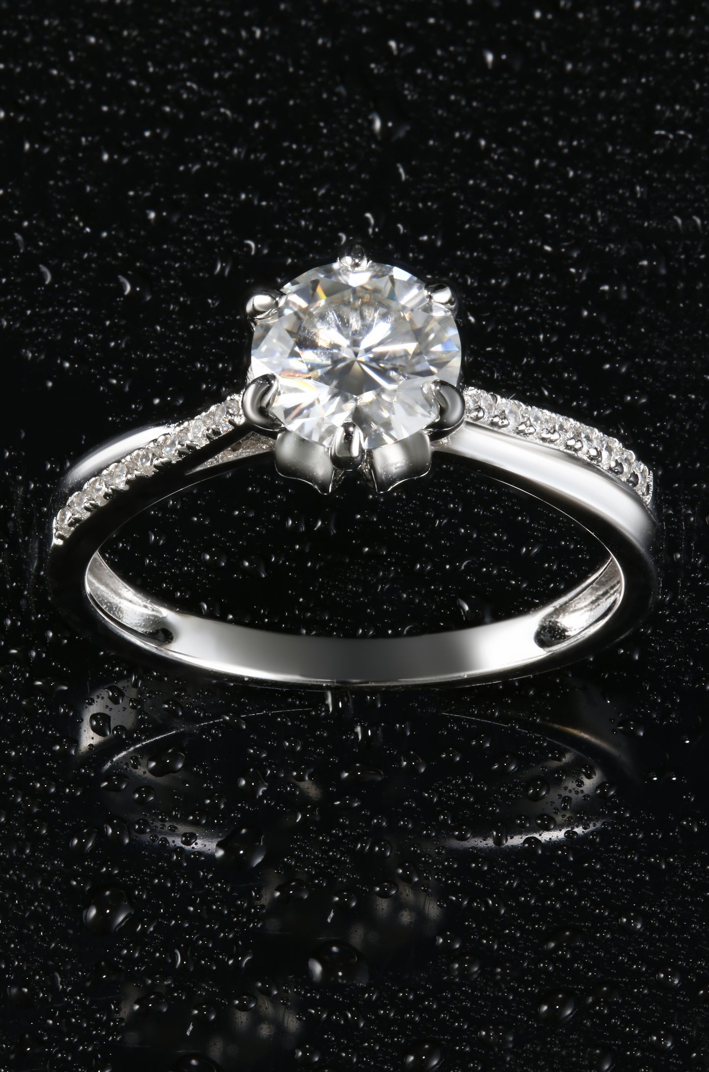 1ct Round Mossanite Women Ring | White Gold-Plated S925 Ring, Custom Available