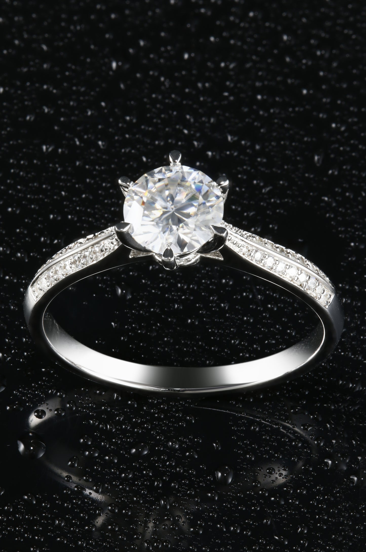 1ct Round Mossanite Women Ring | White Gold-Plated S925 Ring, Custom Available